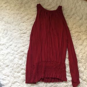 Jersey, cold shoulder top with smocked bottom